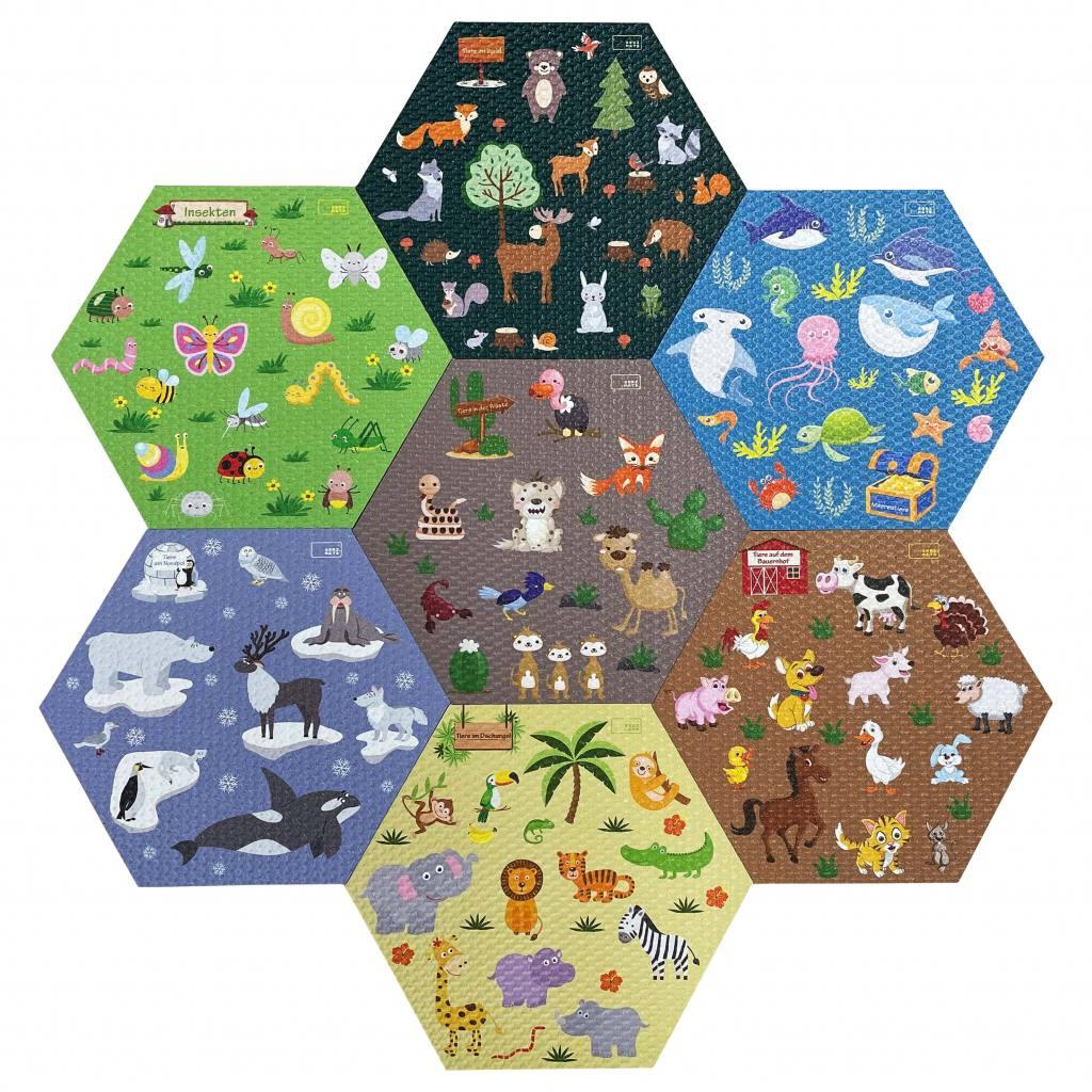 Hexagon KindermattenAnimal world Set 7-teiligGesamtfläche ca. 11m²