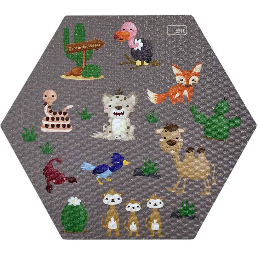 Hexagon KindermatteDesert animalsGröße 133 x 115 cm